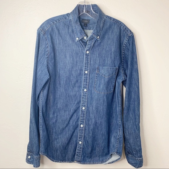 J Crew Mens Denim Slim Fit Shirt 